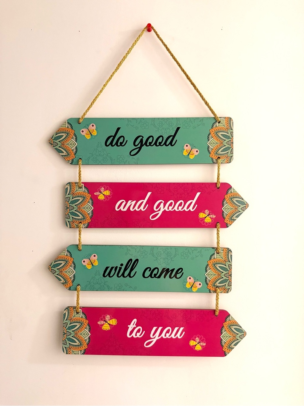 Inspirational 'Do Good' Wall Hanging - Teal & Pink